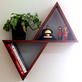Barish Handcrafted Decor Wooden Wall Shelf Triangular | Firewood