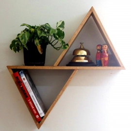 Barish Handcrafted Decor Wooden Wall Shelf Triangular | Rubberwood