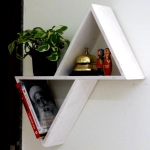 Barish Handcrafted Decor Wooden Wall Shelf Triangular | White