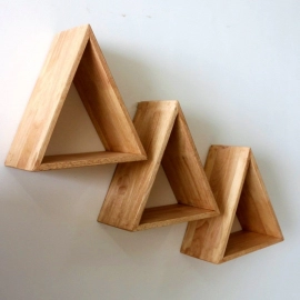 Barish Handcrafted Decor Wall Shelves Triangular | Set Of 3 | Rubberwood