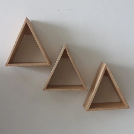 Barish Handcrafted Decor Wall Shelves Triangular | Set Of 3 | Rubberwood