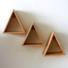 Barish Handcrafted Decor Wall Shelves Triangular | Set Of 3 | Rubberwood