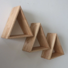 Barish Handcrafted Decor Wall Shelves Triangular | Set Of 3 | Rubberwood