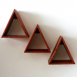 Barish Handcrafted Decor Wall Shelves Triangular | Set Of 3 | Firewood