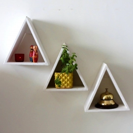 Barish Handcrafted Decor Wall Shelves Triangular | Set Of 3 | White