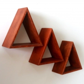 Barish Handcrafted Decor Wall Shelves Triangular | Set Of 3 | Firewood