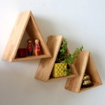 Barish Handcrafted Decor Wall Shelves Triangular | Set Of 3 | Rubberwood