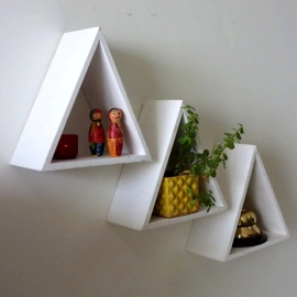 Barish Handcrafted Decor Wall Shelves Triangular | Set Of 3 | White