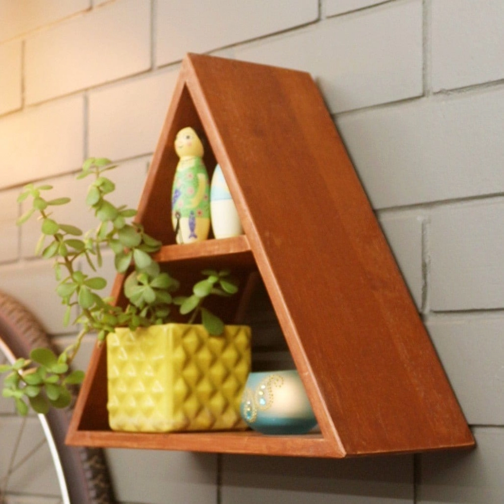 Barish Handcrafted Decor Wall Shelf Triangular For Home Decor | Firewood