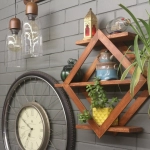 Barish Handcrafted Decor Wooden Wall Shelf Diamond | Firewood