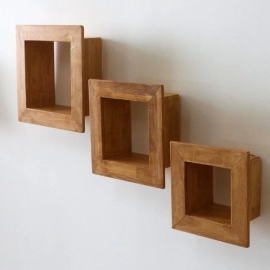 Barish Handcrafted Decor Wall Shelves For Home Decor | Set Of 3 | Rubberwood