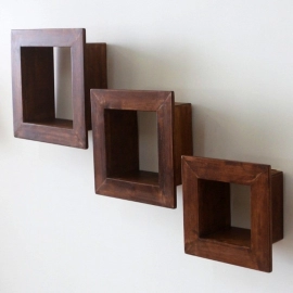 Barish Handcrafted Decor Wall Shelves For Home Decor | Set Of 3 | Walnut