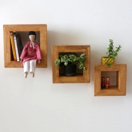 Barish Handcrafted Decor Wall Shelves For Home Decor | Set Of 3 | Rubberwood