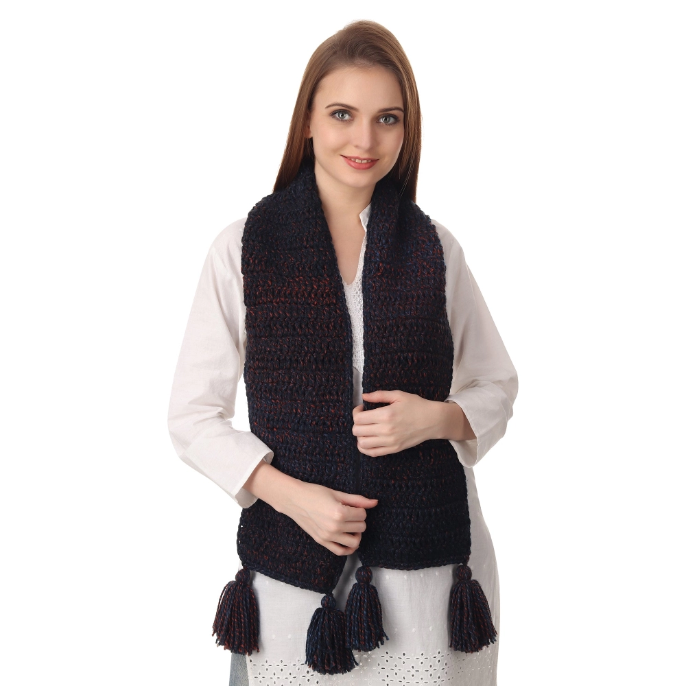 Happy Cultures Warm Blue Ombre Crocheted Unisex Scarf | Handmade