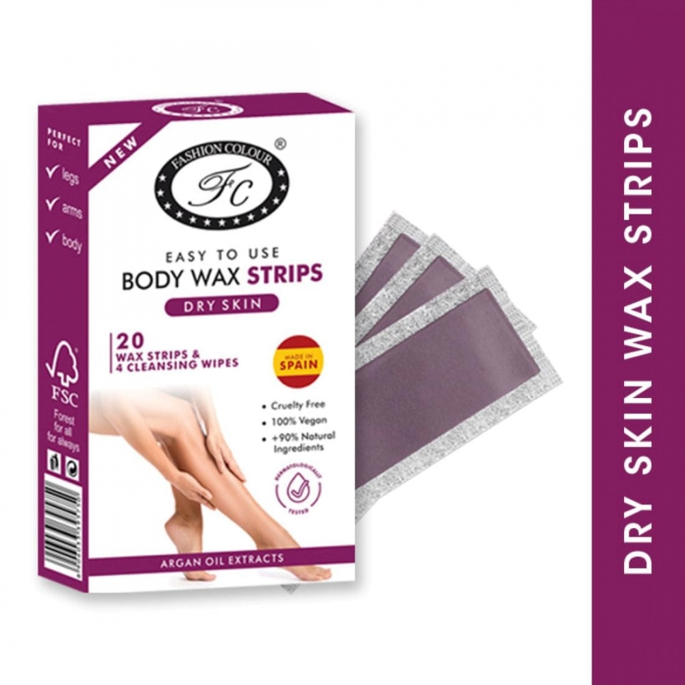 Fashion Colour Wax Strip | 20 Wax Strips & Cleansing Wipes (Dry Skin)