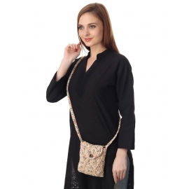 Happy Cultures | Beige Multi Colour Crocheted Sling Bag