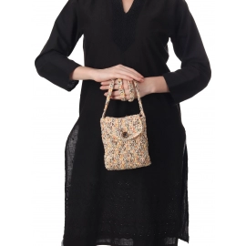 Happy Cultures | Beige Multi Colour Crocheted Sling Bag