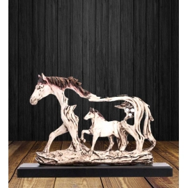 White Resin Horse Statue Showpiece | Home Decor | Antique Finish