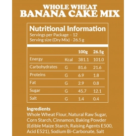 Plattered Whole Wheat Banana Cake Mix | EGGLESS | Vegan | Pack of 1