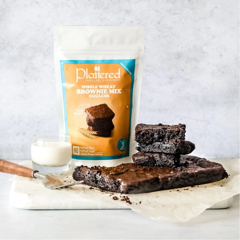 Plattered Whole Wheat Brownie Mix | EGGLESS | Vegan Friendly |Pack of 3