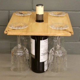 Barish Handcrafted Decor Single Wine Bottle And Glass Holder | Rubberwood