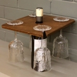 Barish Handcrafted Decor Single Wine Bottle And Glass Holder | Walnut