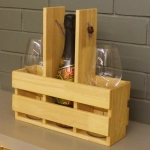 Barish Handcrafted Decor Wine Bottle And Glass Holder | Rubberwood