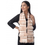 Happy Cultures Wood Cream Jhalar Crocheted Scarf | Handmade