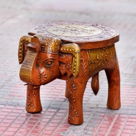 Wooden Decorative Rajasthani Elephant Stool | Rajasthani Home Decor Handicrafts| Showpiece Gifts