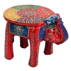Wooden Decorative Rajasthani Hand Painted Elephant Stool | Showpiece Gifts