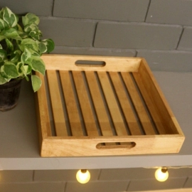 Barish Handcrafted Decor Wooden Tray 12 x 12 | Rubberwood