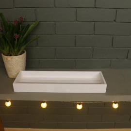 Barish Handcrafted Decor Wooden Tray 19 x 6 | White