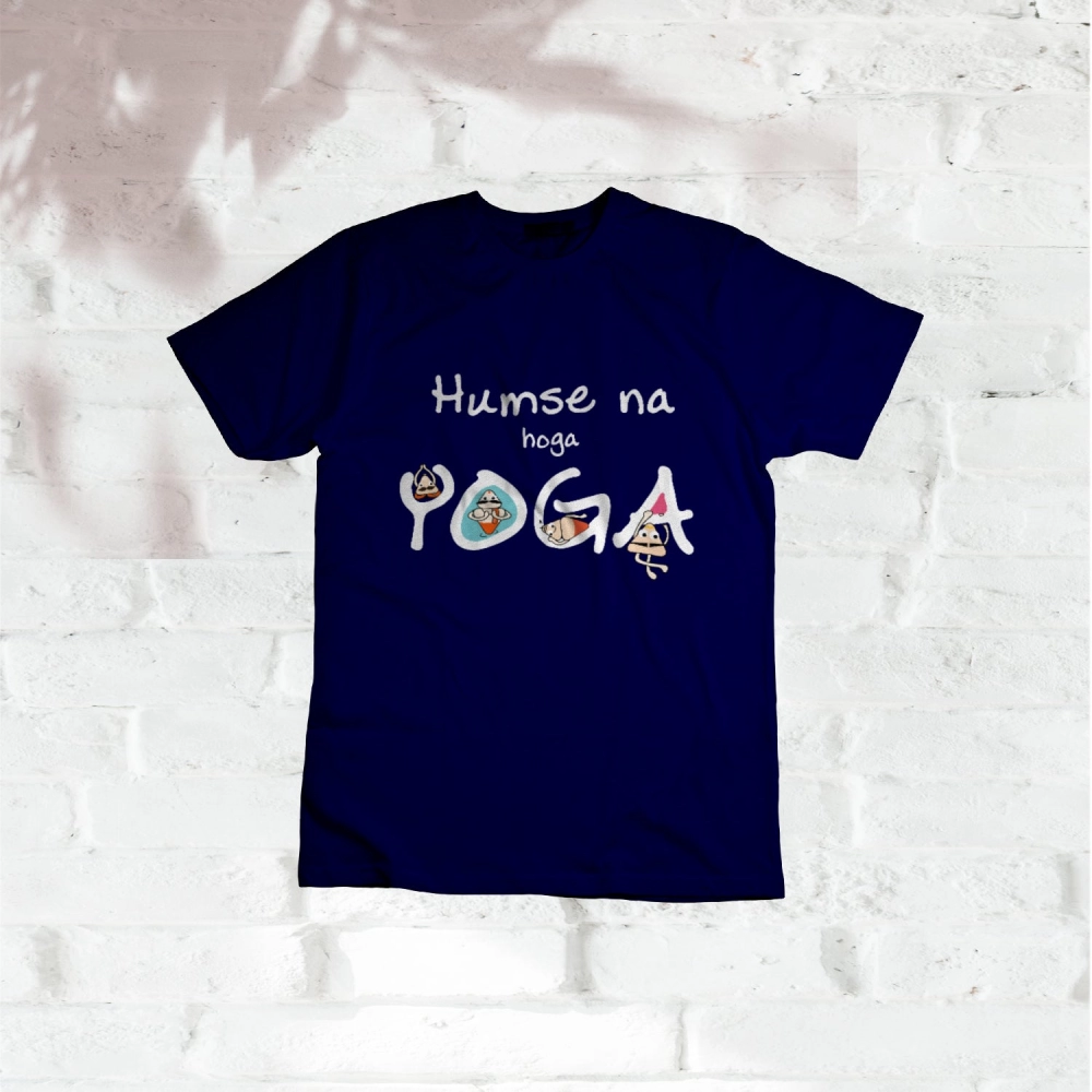Happy Cultures Yoga Day Round Neck T-Shirt
