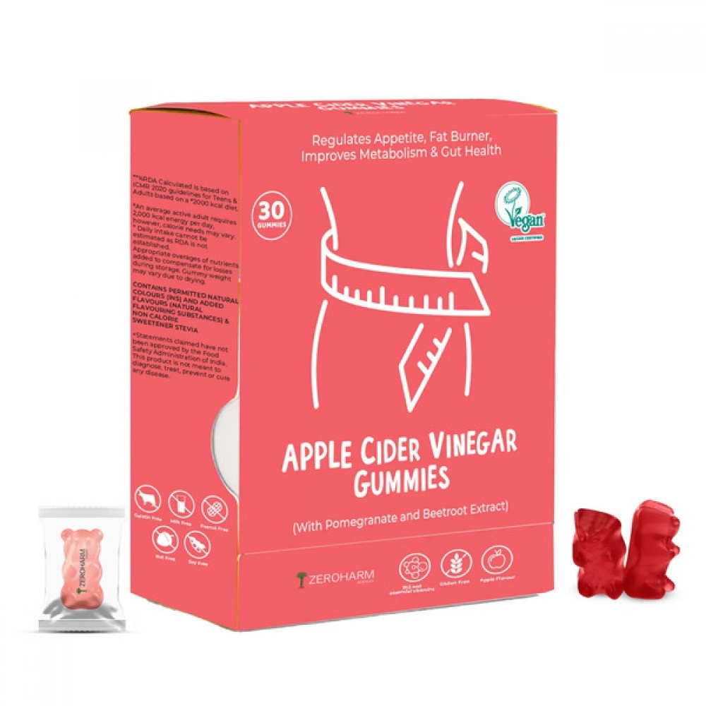 Zeroharm | Apple Cider Vinegar Gummies | Helps Regulating Appetite | Improves Metabolism & Gut Health | 30 Gummies