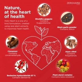 Zeroharm | Holo Heart Tablets | Plant Based | Men & Women Heart Health Supplements | Prevents Coronary Artery Disease | Manages Lipid Profile | Lowers Cholesterol Levels | Prevents Blockages | Maintains Homocysteine Levels | 60 Veg Tablets