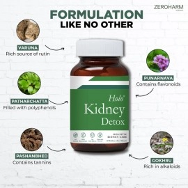 Zeroharm | Holo Kidney Detox Tablets | Plant Based Kidney Supplement | Natural Kidney Detox Supplement for Men and Women | 60 Veg