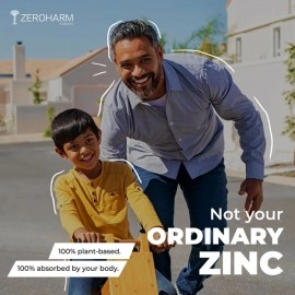 Zeroharm | Plant Based Zinc Supplement | Zinc Tablets | Strengthens Immunity | Healthier Skin | Reduces Acne | Improves Iron Absorption| Healthy Heart Functioning | Speeds up Wound Healing